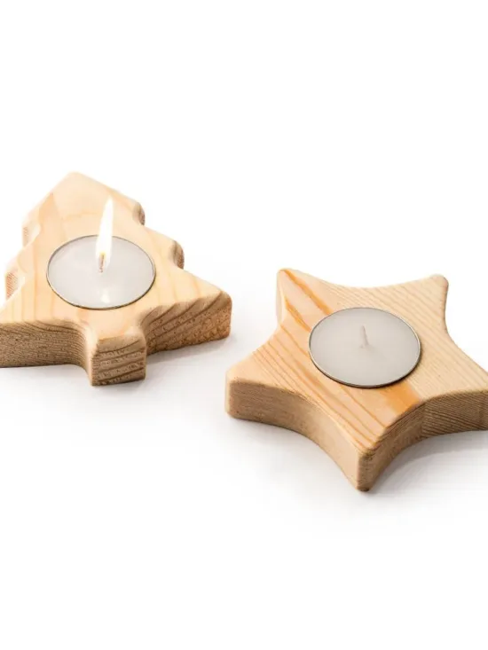 Vela en Soporte de Madera con Diseños Navideños Stamina Maka 1312