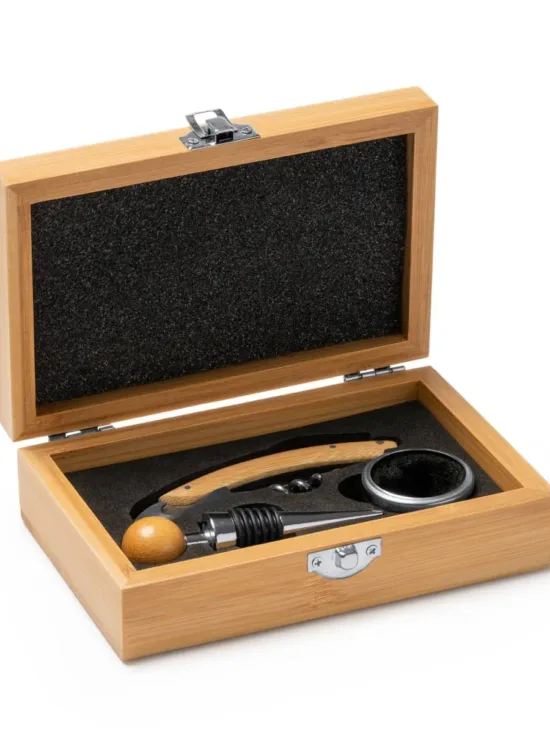 Set de Vino de Acero Inoxidable y Bambú Stamina Tintos 4129