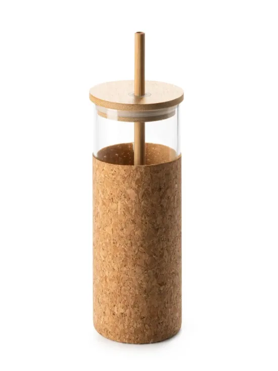*OUTLET* Vaso con Tapa y Pajita en Bambú Stamina Iroko 4138